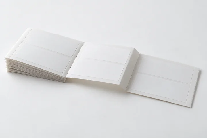 Stack of fanfolded cleanroom labels