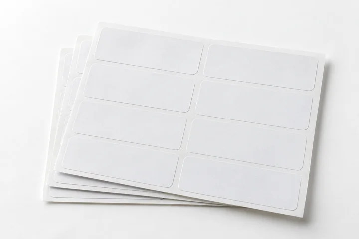 Stack of sheets with die-cut labels