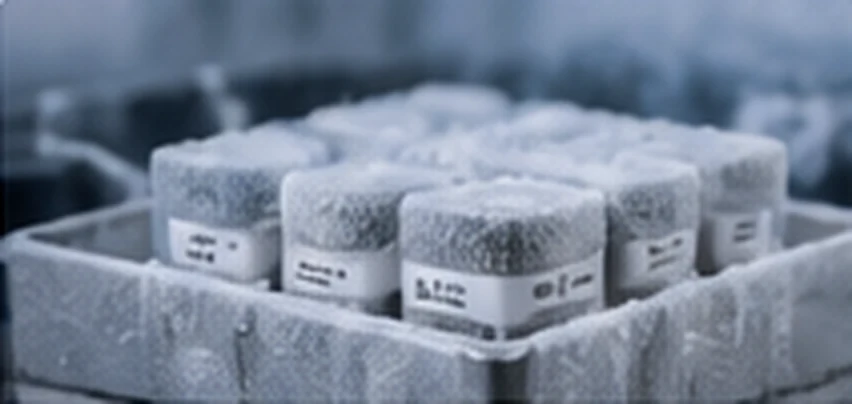 Labeled frozen laboratory samples